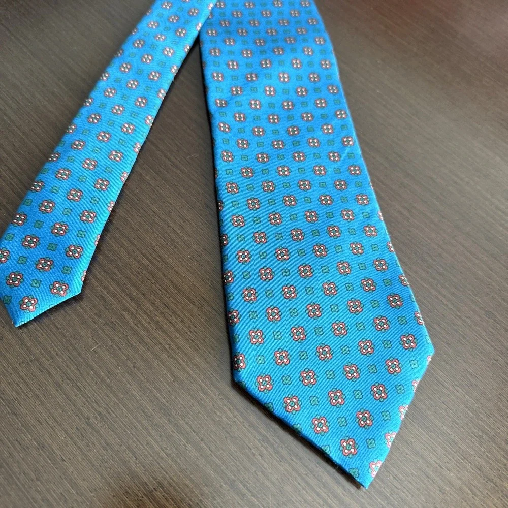 PELLICANO' Roma 100% Silk Tie Blue Geometric Made in Italy